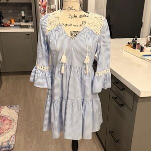 Aqua Cream Lace Detail Top